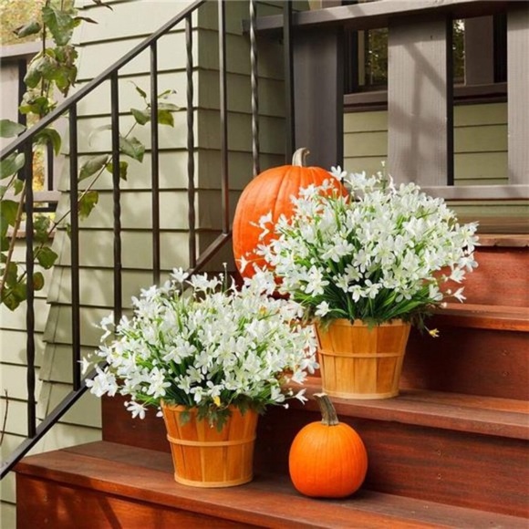 8Bundles Artificial Daffodils Flowers,FakeArtificial Greenery UVResistant(White) - Picture 9 of 9